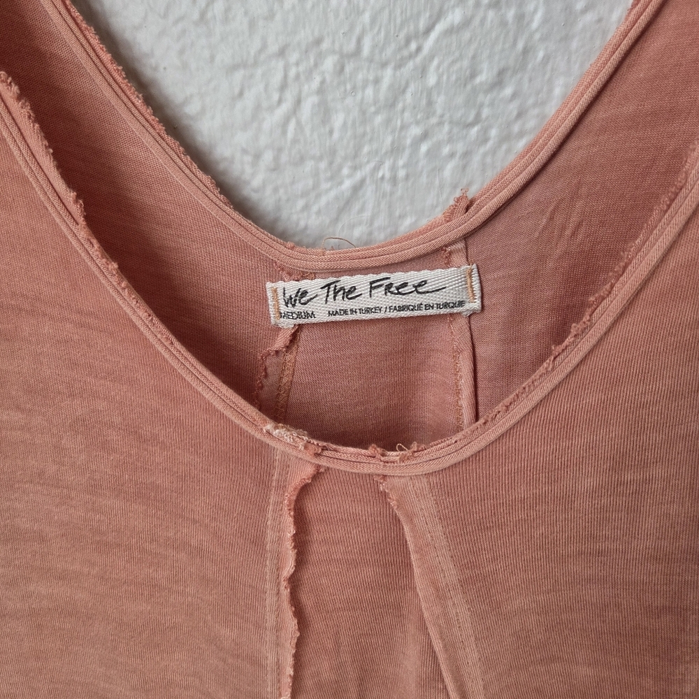 Free People We The Free Sz M Cami Tank Top Raw Edge Orange Stretch 100%Viscose - Picture 6 of 13